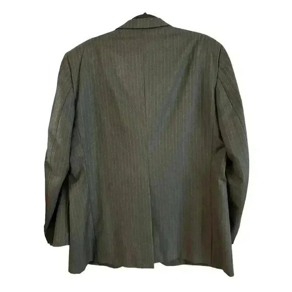 Vintage Burberry’s 100% Wool Blazer Men’s XXL Black Striped Buttons Pockets - Picture 4 of 7